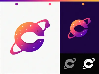 Cook Universe branding cook food gradient kitchen logo logomark logotype negative space planet spoon universe