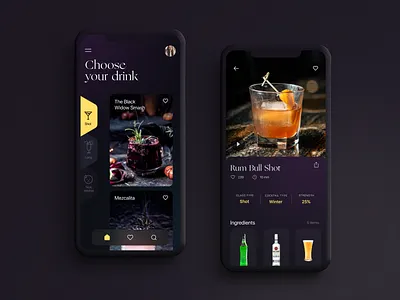 Drink Guides App application beverages cocktails design design studio drink drinks graphic design interaction interface mobile mobile app mobile design mobile ui navigation recipe app ui user experience user interface ux