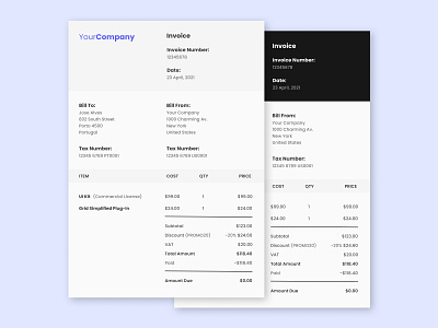 Invoice daily dailyui dailyui 046 dailyui 46 dailyuichallenge flat invoice invoice template minimal printed invoice ui uidesign uiux