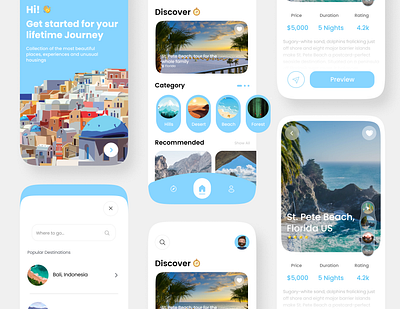 Travel App app art blue design graphic design illustrator minimal travel travel app ui ux