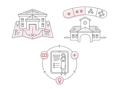 Website Illustration branding enrollment illustration line art red school vector web design website