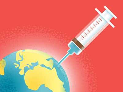 Heal the earth - Earth Day 2021 2d climate climatechange covid19 dribbbleweeklywarmup earth eathday globe illustration pandeminc syringe vaccinate vaccine vector world