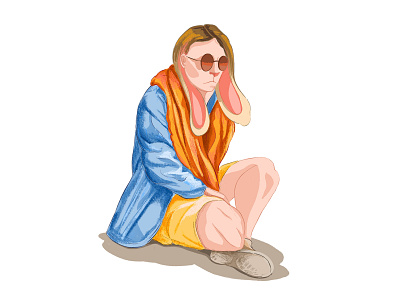 Bunny Girl animal bunny color drawing girl illustration portrait portrait illustration procreate spring sunglasses