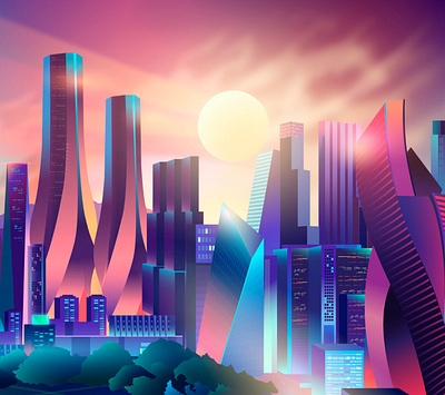 Sunny days illustrator ladosa pabloladosa parks sky sunny synthwave vaporwave vectorart