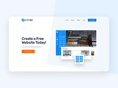 Site123 Hero Screen analytics design ecommerce figma herosection homepage marketing minimal seo site builder site123 typography ui ux web website