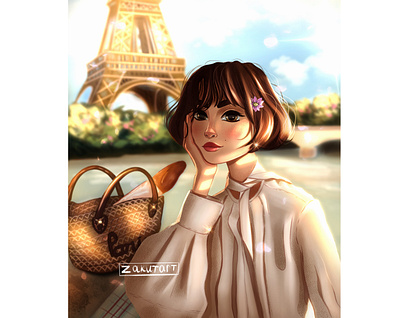 Character in Paris character charater design game art girl illustration paris