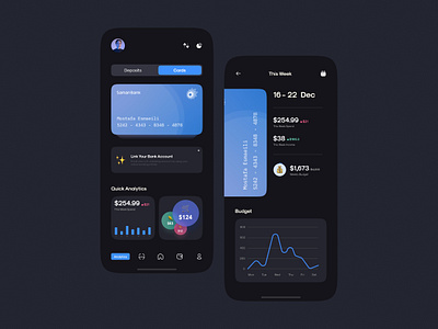 💶 Banking App Dashboard | Analytics pages Design bank bank app bank card banking banking app blue dark mode dashboad dashboard design finance finance app financial fintech mastercard minimal n26 payment app paypal revolut visa card