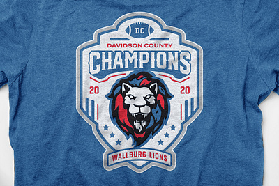 Wallburg Football - County Champs Badge adobe adobe illustrator american football athlete athletics badge football illustration lion lions logo sports sticker t shirt typography vector