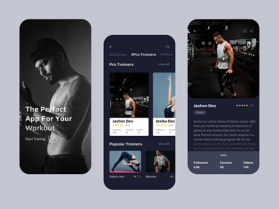 Fitness Mobile App app app ui kit course app fitness center fitness club fitness courses fitness trainer minimal mobile app mobile ui pro trainers ui uidesign user interface ux workout app workout tracker