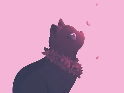 Bounty the Cat Cherry Blossom Season animals black cat blossom cat cherry blossom color colour cool cute hanami illustration nature pink pretty sakura