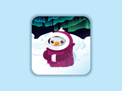 Penguin Profile Picture icon illustration northern lights penguin profile picture south pole vector