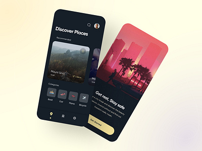 Travel Exploration Mobile app app design clean ui cuberto dailyui dark design exploration exploration visual brand minimal mountain night travel userinterface ux