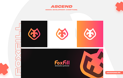 FoxFill branding design f logo flat fox fox logo geometric gradient logo minimal modern typography vibrant