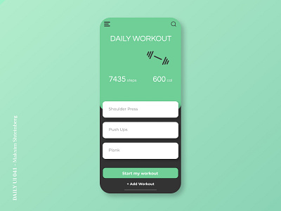 Daily UI Challenge 040 - Workout Tracker app dailyui design ui workout tracker