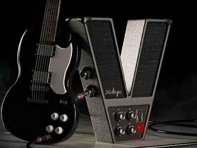 V is for Volume 36days 36daysoftype 36daysoftype08 3d 3d art amplifier c4d cgi cinema4d gibson guitar illustration nft nftart redshift redshift3d render rock rock and roll typography