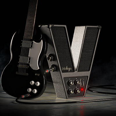 V is for Volume 36days 36daysoftype 36daysoftype08 3d 3d art amplifier c4d cgi cinema4d gibson guitar illustration nft nftart redshift redshift3d render rock rock and roll typography