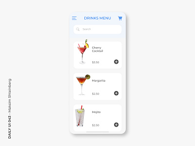 Daily UI Challenge 043 - Drink Menu app dailyui design menu ui