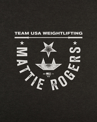 Mattie Rogers USA // Badge apparel badge branding design distress logo olympics texture typography weightlifting