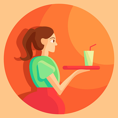 Waitress digital digital illustration digitalart illustrate illustration illustrative illustration minimal portrait illustration stylization vector