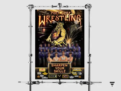 2020-2021 PJ Nation Wrestling commemorative team poster adobe photoshop beard branding character design digital illustration digital painting hand drawn hand drawn illustration hand drawn type hand lettering handlettering illustration lighting perspective poster art poster illustration sketch team building trident wrestling