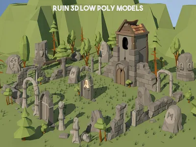 Ruin 3D Low Poly Models 3d indie game low poly low poly lowpoly lowpolyart