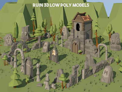 Ruin 3D Low Poly Models 3d indie game low poly low poly lowpoly lowpolyart