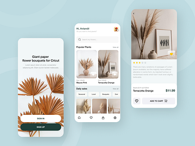 Flowers Shop App cart design favorite flowers online plants popular plants shop tbilisi ui ux