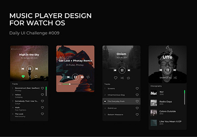 Music Player for Watch OS daily 100 challenge daily ui dailyui dailyuichallenge design music app music player ui ux watchos