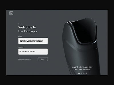 I am app – login page app branding department design form javascript login page login screen medical minimalism owls prosthetic slider