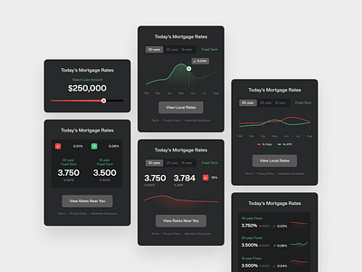 Mortgage Rates Daily Widgets app chart component dark darkmode design flat graph loan modal module mortgage olbromski popup rates slider ui ux widelab widget