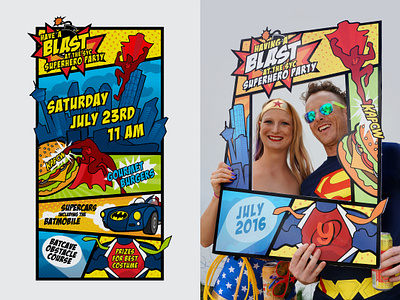 Super Hero Party Promos design frame photo op poster design superhero superheros