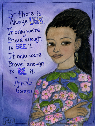 My Portrait of Poet Amanda Gorman handlettering illustration literature portrait painting watercolor