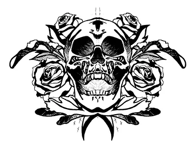 Figleaf Skull & Rose illustration leaves mardi gras rose roses skull skull logo tattoo voodoo