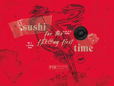 sushi nightmare adobe photoshop dellivery food illustration procreate shushi snakes sticks