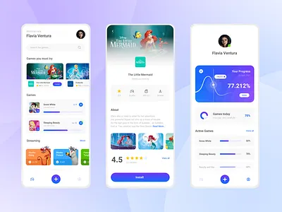 Progress Game Princess UI android animation app appstore disney draw game princess ui ux