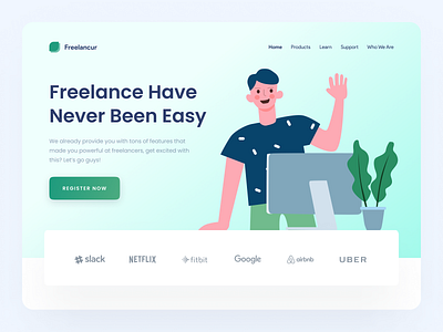 Freelancer Landing Page character clean cute design flat freelance header illustration illustration design illustration digital illustration pack kit landing page minimalist ui ui kit vector web design web header website