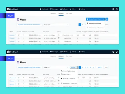 OneSignal Ease-of-use User List Uploader Button Optimization button clear console discovery intuitive menu onesignal optimize optimized redesign simplify users ux web