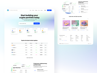 Landing Page for Cryptocurrencies Exchange and Trading App app bitcoin blockchain coin crypto cryptocurrency defi ethereum exchange fintech landing landing page market stocks trade trading ui ui design ui kit ux