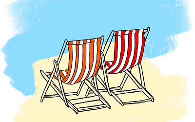 beach time beach deck chair sand summer wallpaper