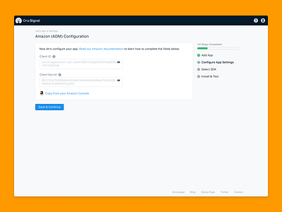 OneSignal Amazon Fire SDK Setup Redesign amazon android console fire intuitive notifications onesignal redesign sdk setup sign up simple ux web