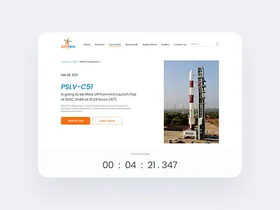 Daily UI - Countdown Timer branding countdown countdown timer dailyui dailyuichallenge isro live logo rocket typography ui ux web web design website