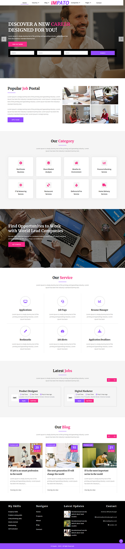 Impato Job Portal Html5 Teamplate booking bootstrap design html illustration