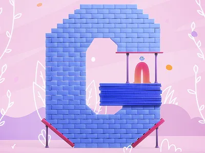 G House 2d 36 days of type 36days 3d building character character design cinema4d house illustration mixed plants type typography