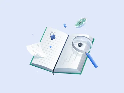 Crypto history 3d book history illustration illustrator ledger search storytelling ui