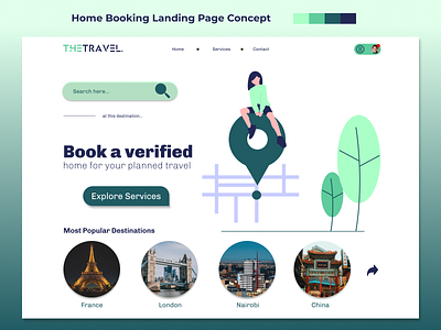 Home Booking Landing Page illustration modern ui ux website design