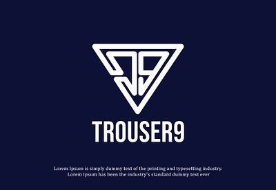 T and 9 trouser 9 lettermark symbol logo design. apparel logo awesome logo business logo company logo creative logo fashion logo initial logo lettermark logo logo luxury logo minimalist logo streetwear logo symbol t and 9 t letter logo triangle logo urban logo