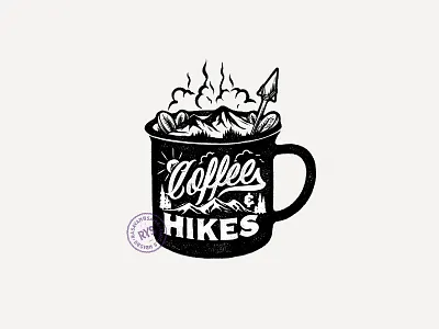 Coffee and Hikes coffee design handdrawn hike illustration rysdsgstd vintagedesign