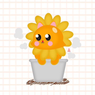 Kitty Sunflower art cats childrens illustration cute animals cute illustration design illustration kawaii art lions mascot character mascot design sunflowers vector