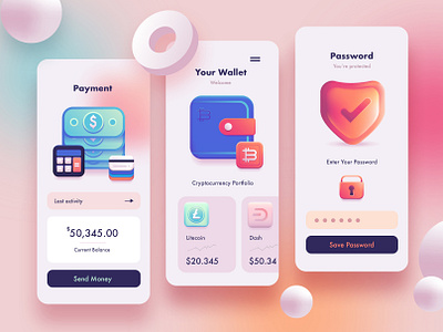 3D Fintech Icon Collection 3d art 3d icon set 3d icons colorful icons crypto wallet cryptocurrency finance fintech app fintech icons graphic resources icon design payment skeuomorphic technology ui design user interface vector icons vector illustration