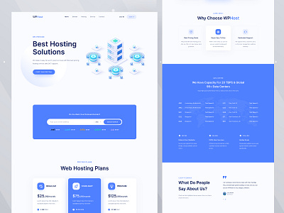 WPHost - Web Hosting Website Template cloud cloud services design domain hosting domain name hosting provider hosting solution hosting website illustration landingpage product server ui ux web hosting